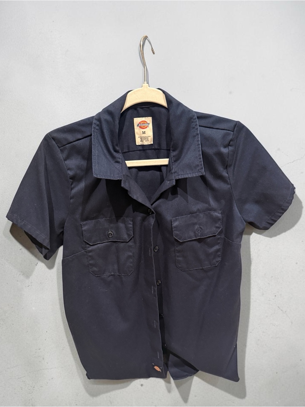 Dickies Women’s Short-Sleeve Button-Down Shirt in Navy Blue